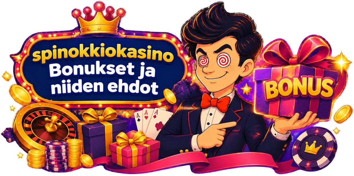 Spinokkio Kasinon bonuskuvitus: maskotti, lahjapaketit ja bonuslaatikko